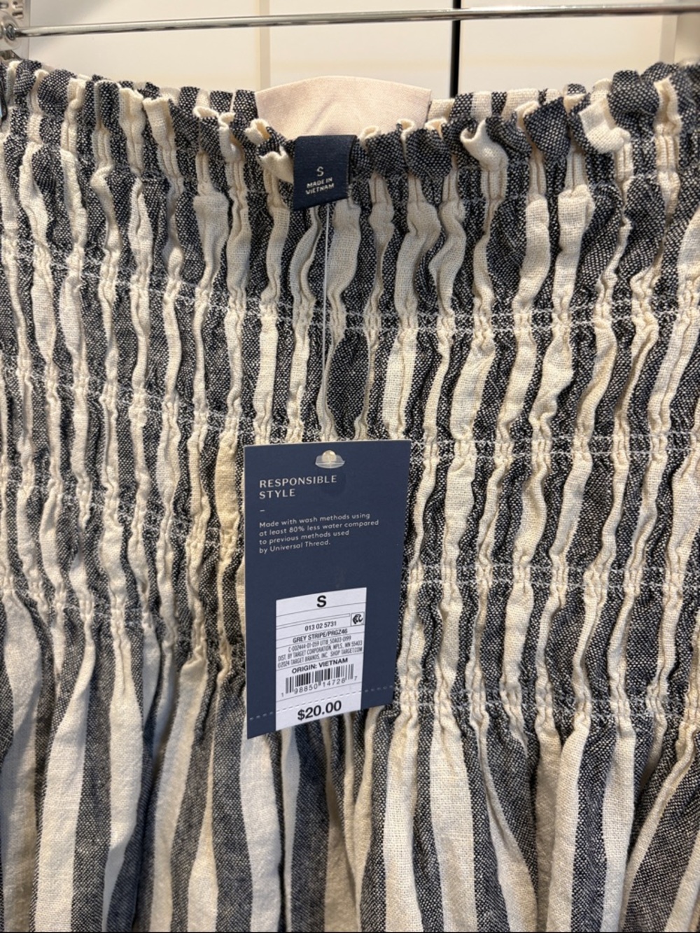 Universal Thread Linen Navy & White Striped Smocked top and pants - Picture 11 of 15